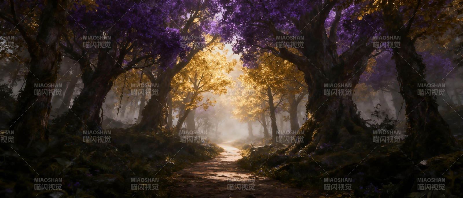 紫雾林间小径图片