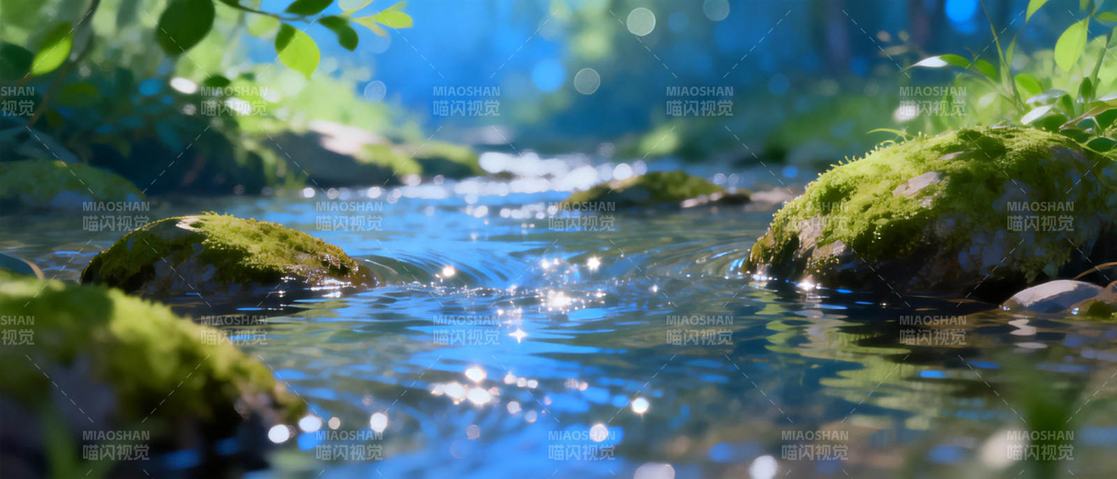 溪流潺潺 绿意盎然图片