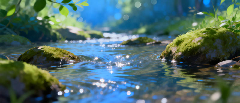 溪流潺潺 绿意盎然图片