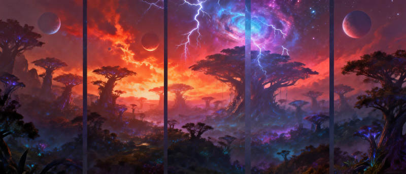 奇幻星夜森林图片