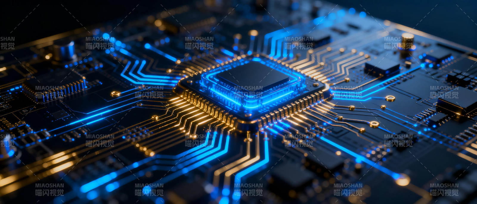 芯片电路发光图图片