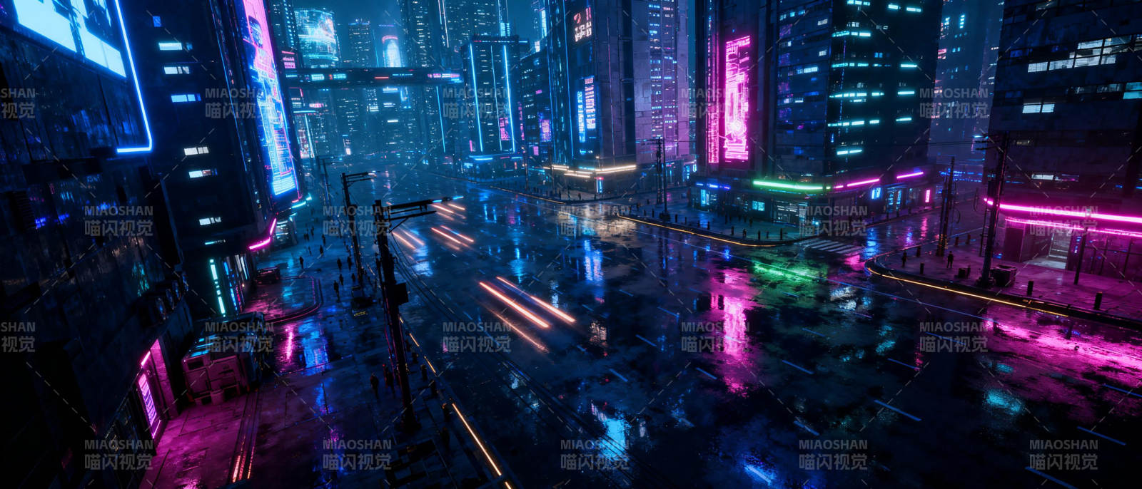 霓虹都市夜景图片