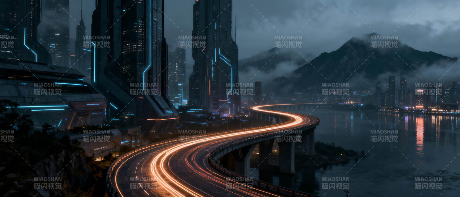 霓虹都市夜景图片