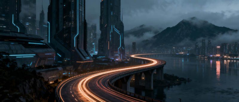 霓虹都市夜景图片