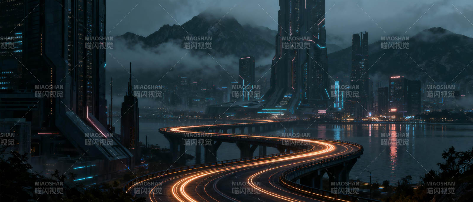 未来都市夜景图片