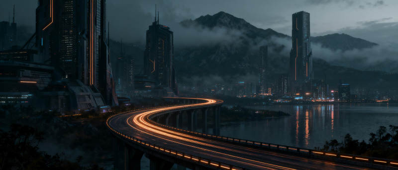 未来都市夜景图片