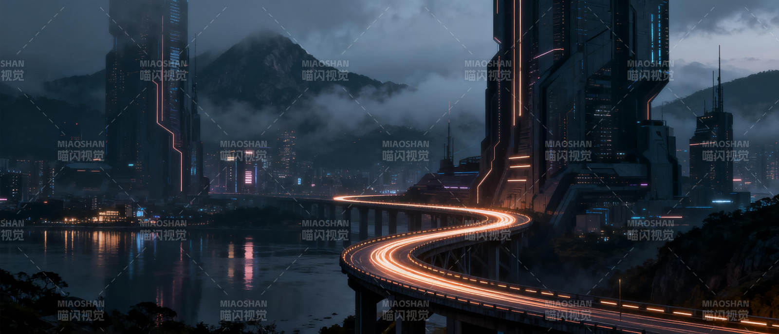 未来都市夜景图片