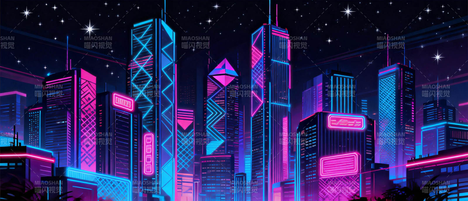 霓虹都市夜景图片