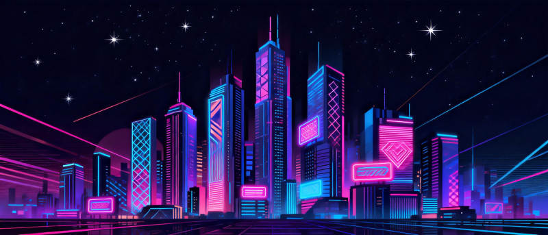 霓虹都市夜景图片