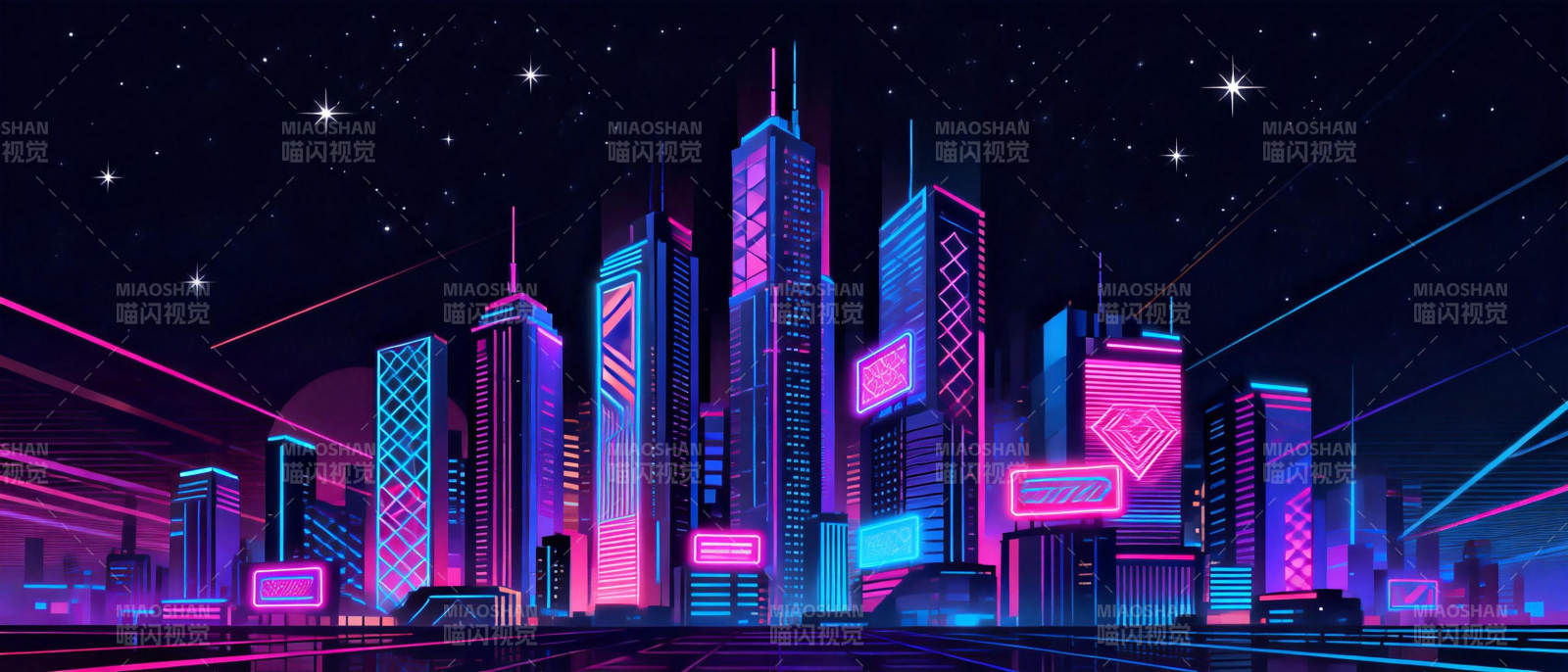 霓虹都市夜景图片