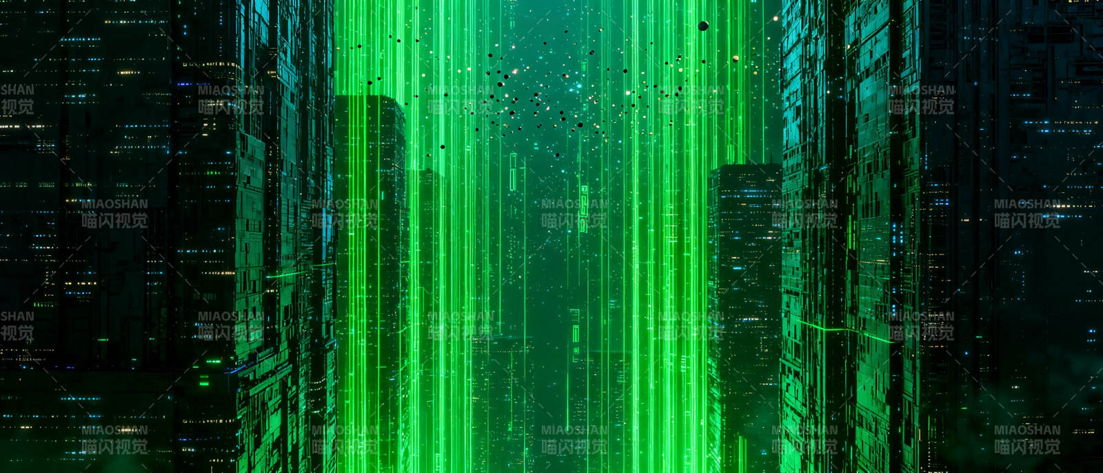 绿色数据洪流图片