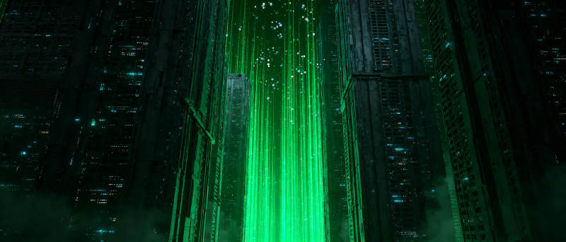 绿色光束城市夜景图片