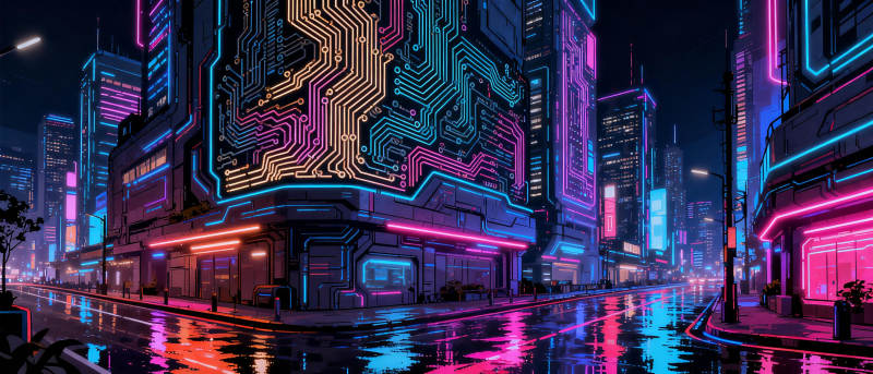 霓虹都市夜景图片