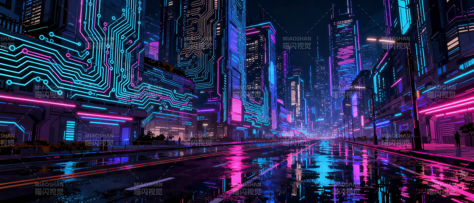 霓虹都市夜景图片