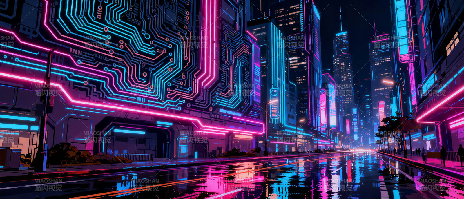 霓虹都市夜景图片