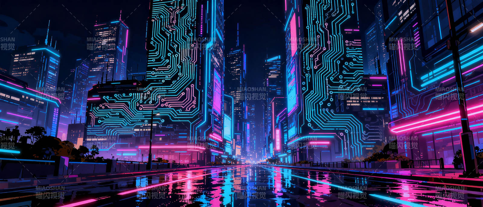 霓虹都市夜景图片