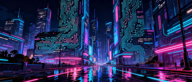 霓虹都市夜景图片