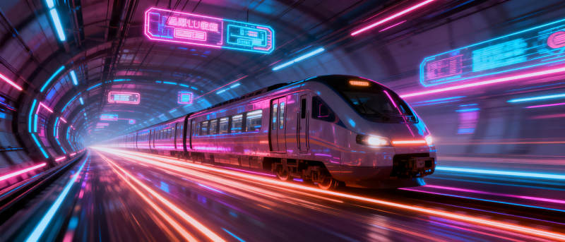 霓虹地铁疾驰图片