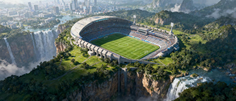 悬崖上的体育场图片