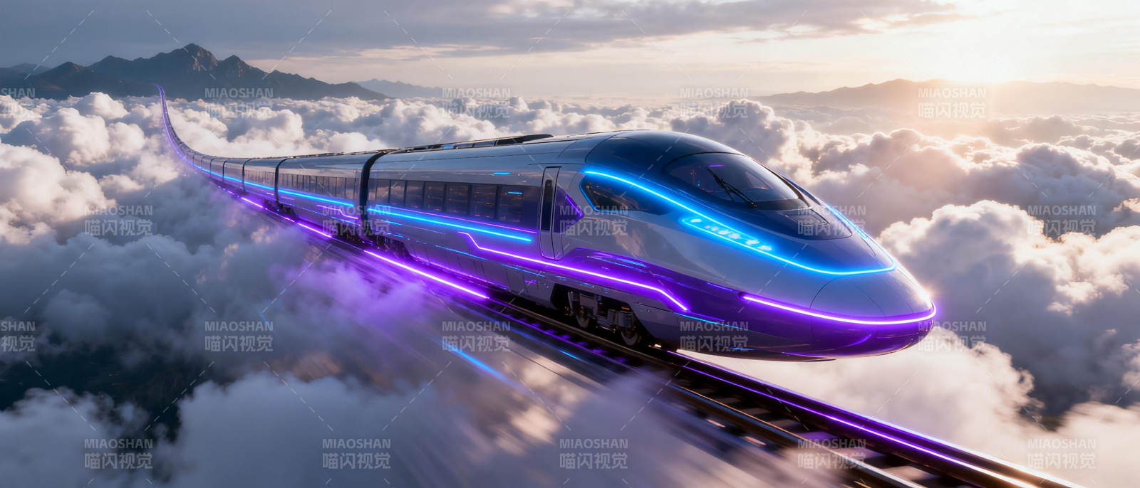 云上飞驰的未来列车图片