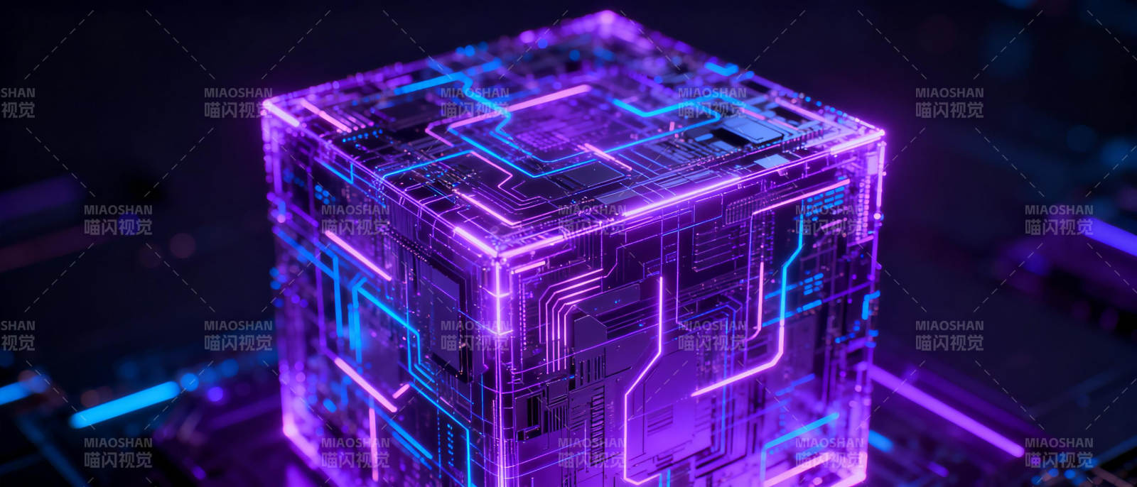 霓虹电路立方体图片