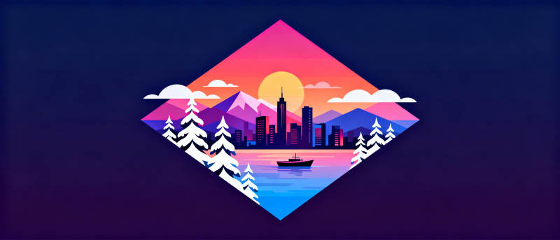 城市雪景日落图图片