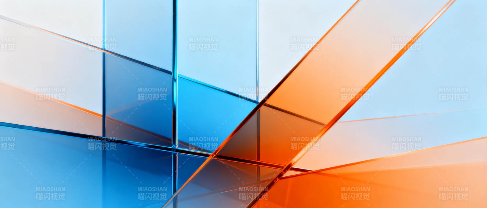 蓝橙几何光影图片