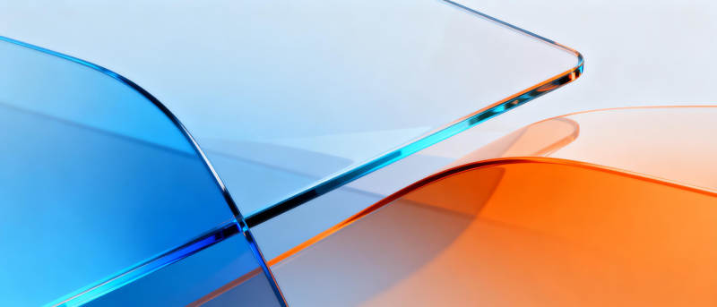 蓝橙交织的玻璃艺术图片