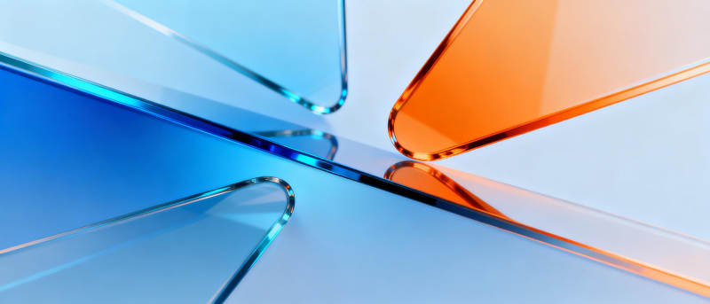 蓝橙玻璃交汇图片