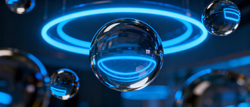 蓝光悬浮球体图片