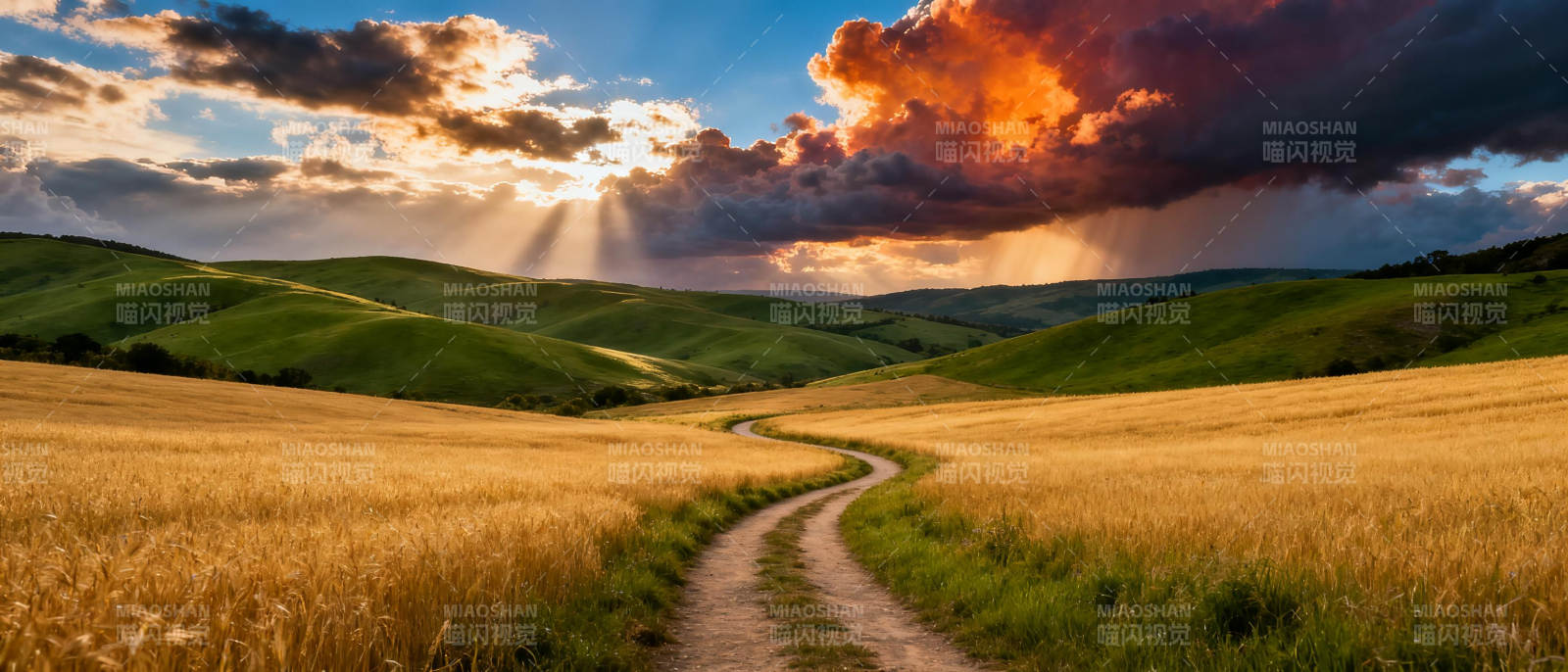 金色麦田小径图片