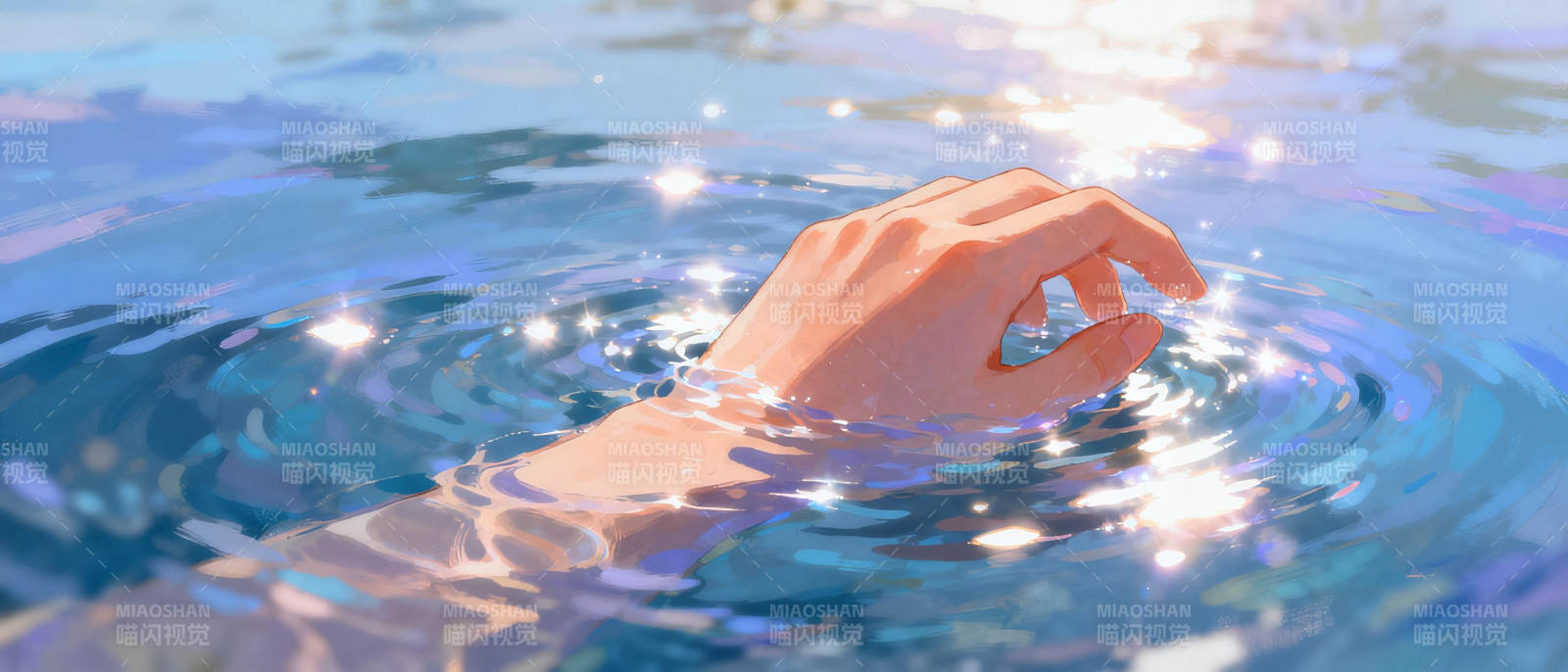 水光中的手图片