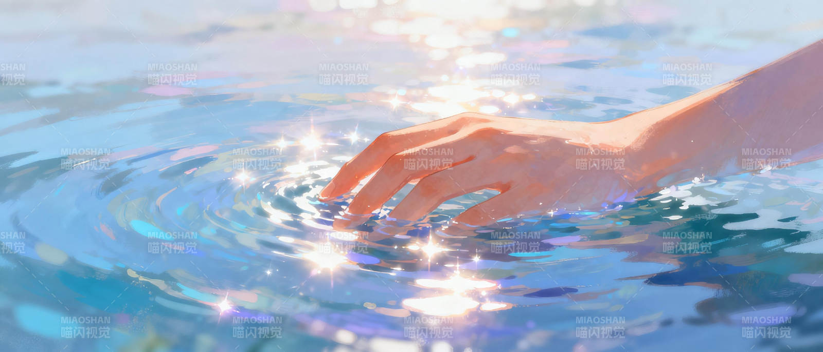 水光涟漪手触波图片