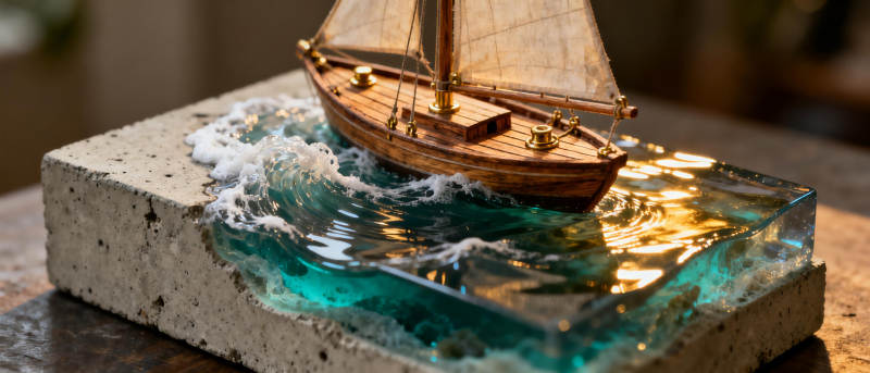 船模航行于波浪中图片