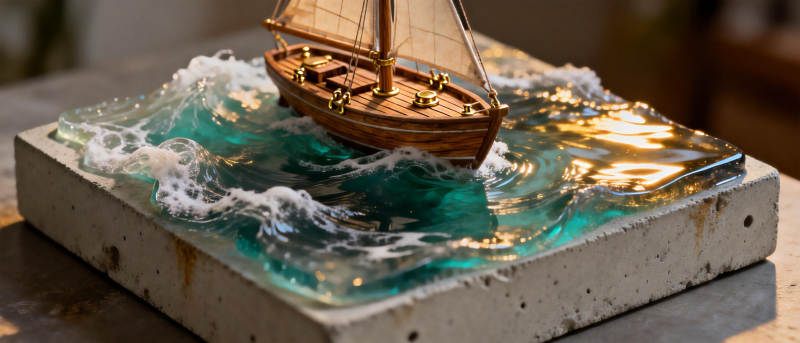 帆船模型波浪中图片