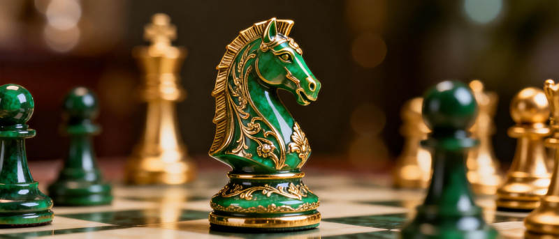 绿金棋子对弈图片