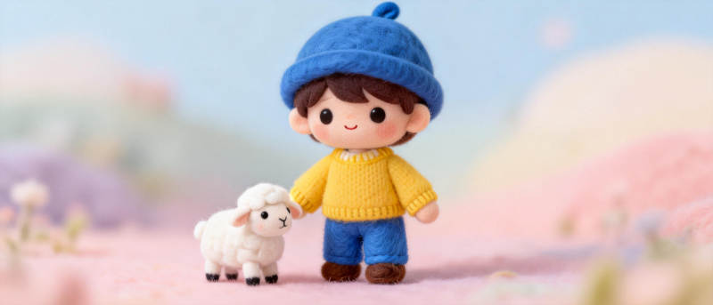 小羊与男孩的温馨时光图片