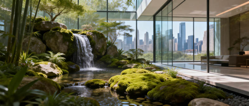 都市中的自然庭院图片