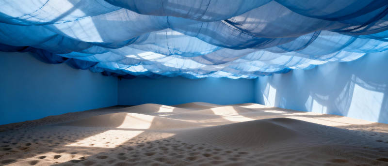 蓝纱下的沙丘图片