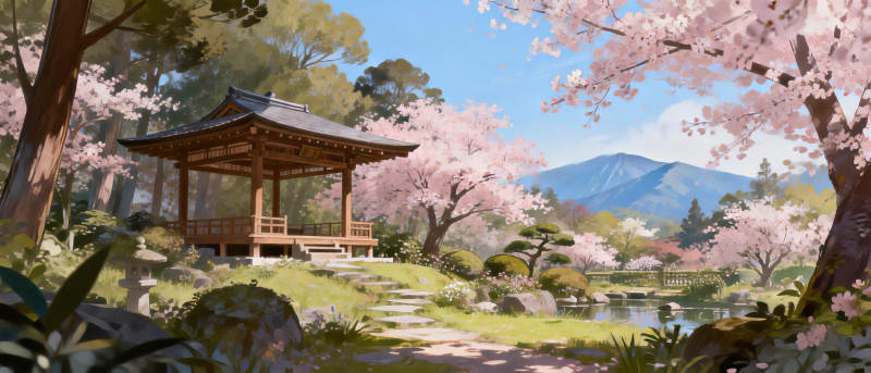 樱花亭畔春意浓图片