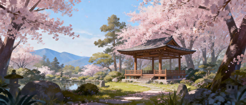 樱花亭畔春意浓图片