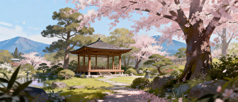 樱花亭畔春意浓图片