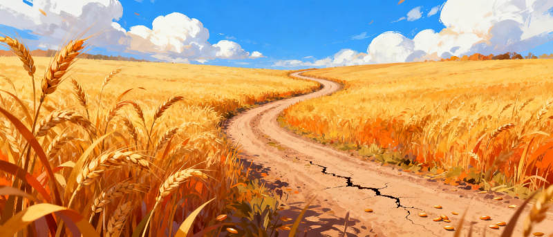 金秋麦田小径图片