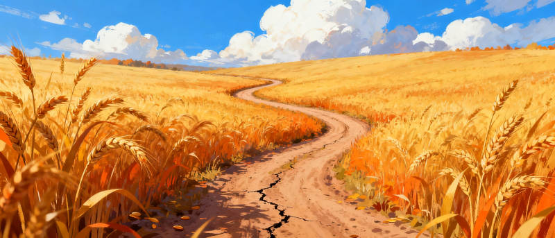 金秋麦田小径图片