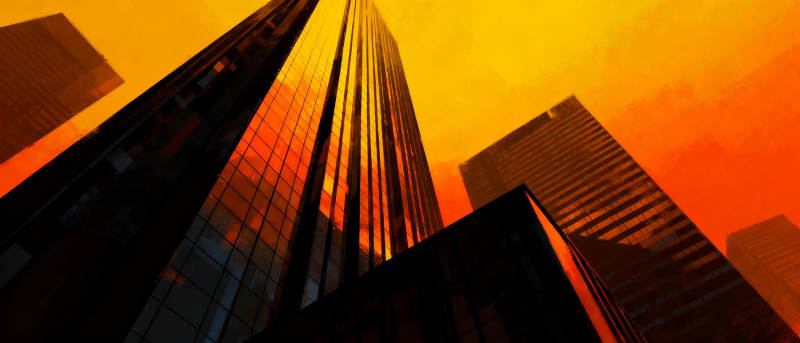 城市剪影夕阳图片