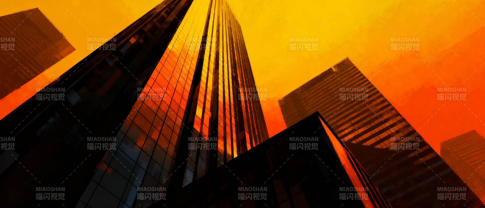 城市剪影夕阳图片