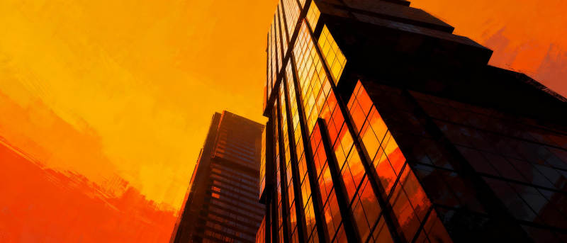 橙色都市剪影图片