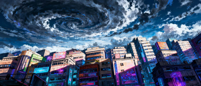 霓虹都市风暴夜图片