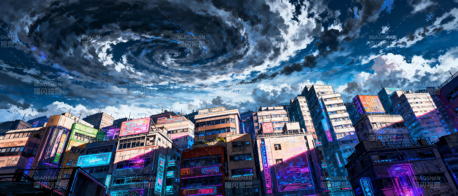 霓虹都市风暴夜图片