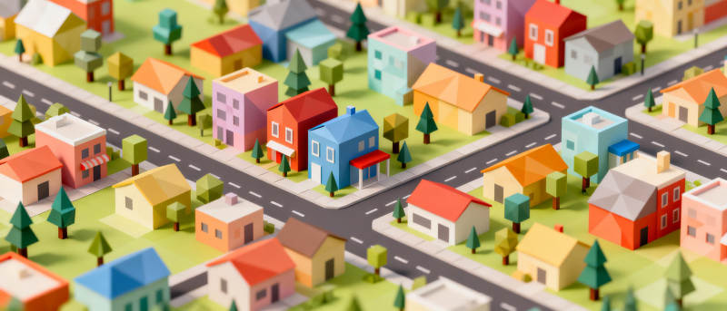 彩色小镇街景图片